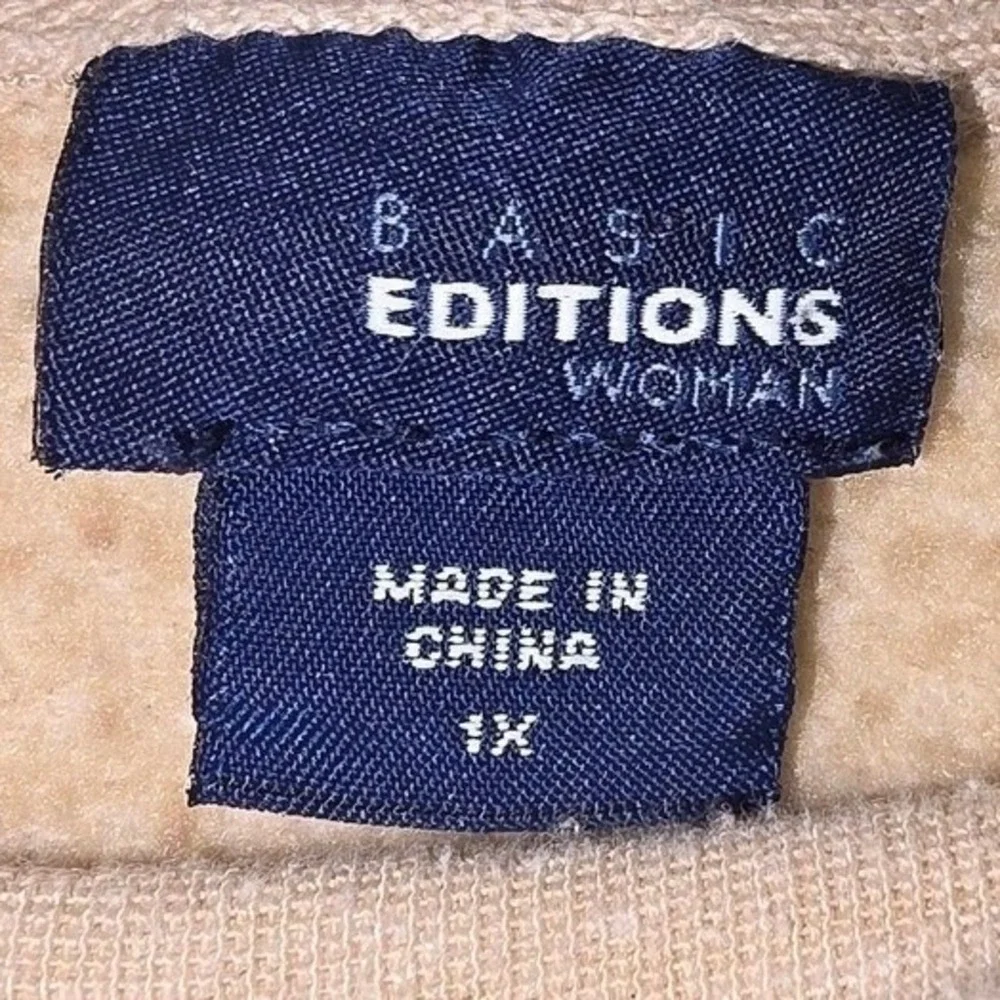 Basic Editions Cream Embroidered Squirrel Sweatshirt 1X‎ Cozy Sequin Detail Soft